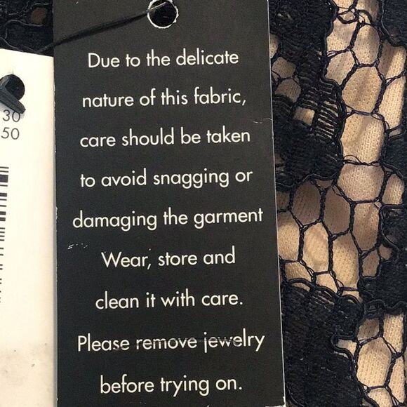 The Limited Navy Blue Lace Panel Rib Stretch Cream Lined Sleeveless Dress NEW - Picture 16 of 16